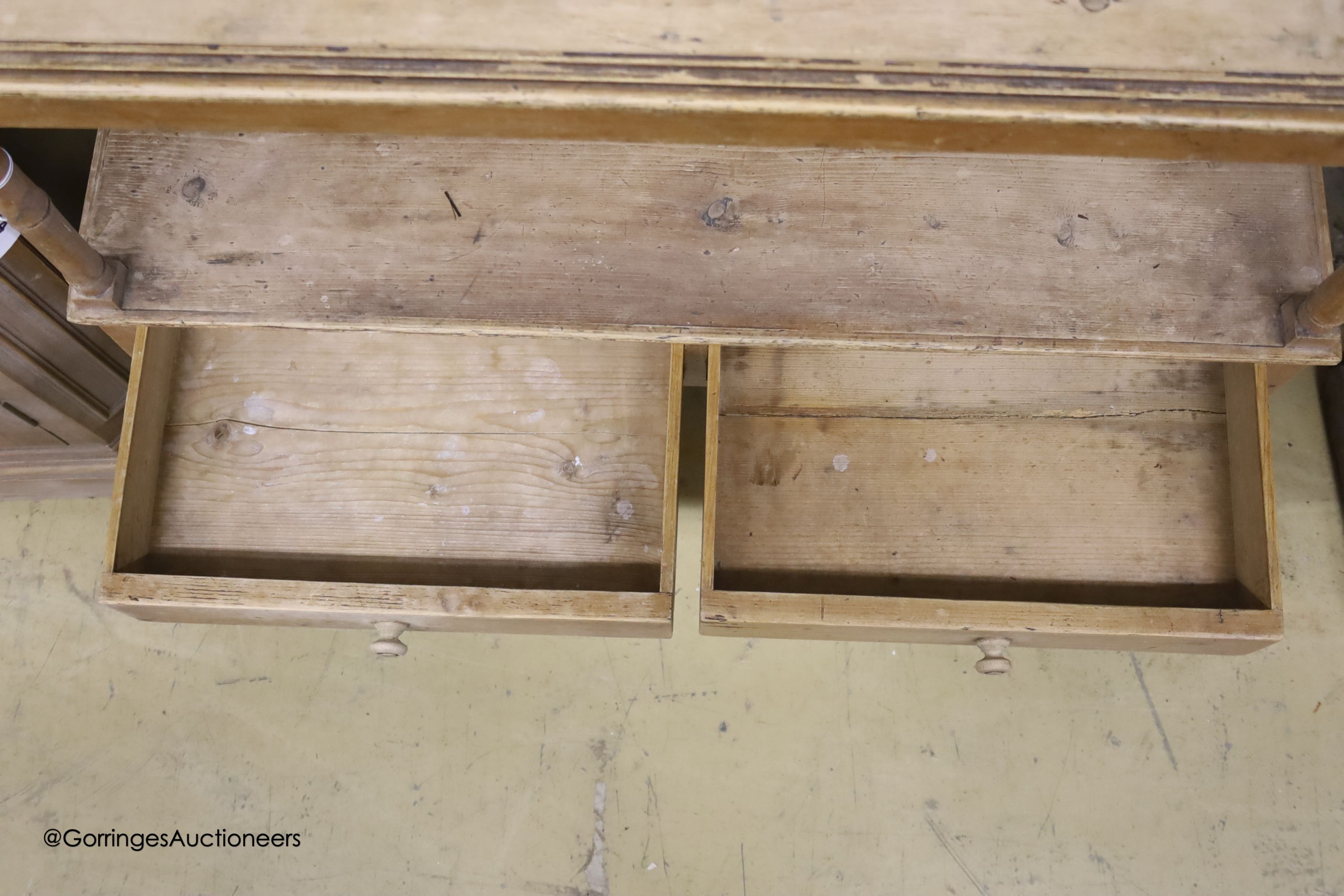 A Regency pine two tier washstand, width 90cm depth 47cm height 94cm